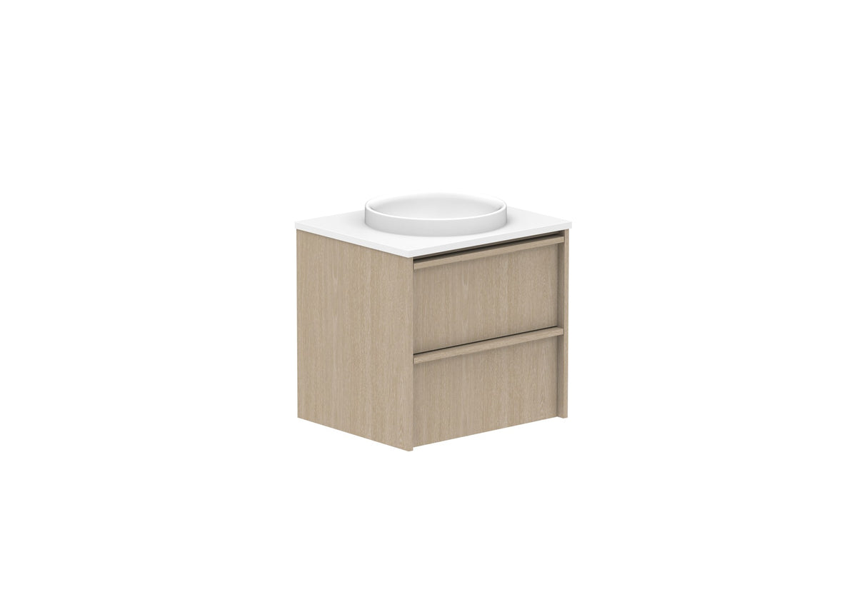 ADP Eli Full Depth Wall Hung Vanity 600mm centre bowl in Coastal Oak