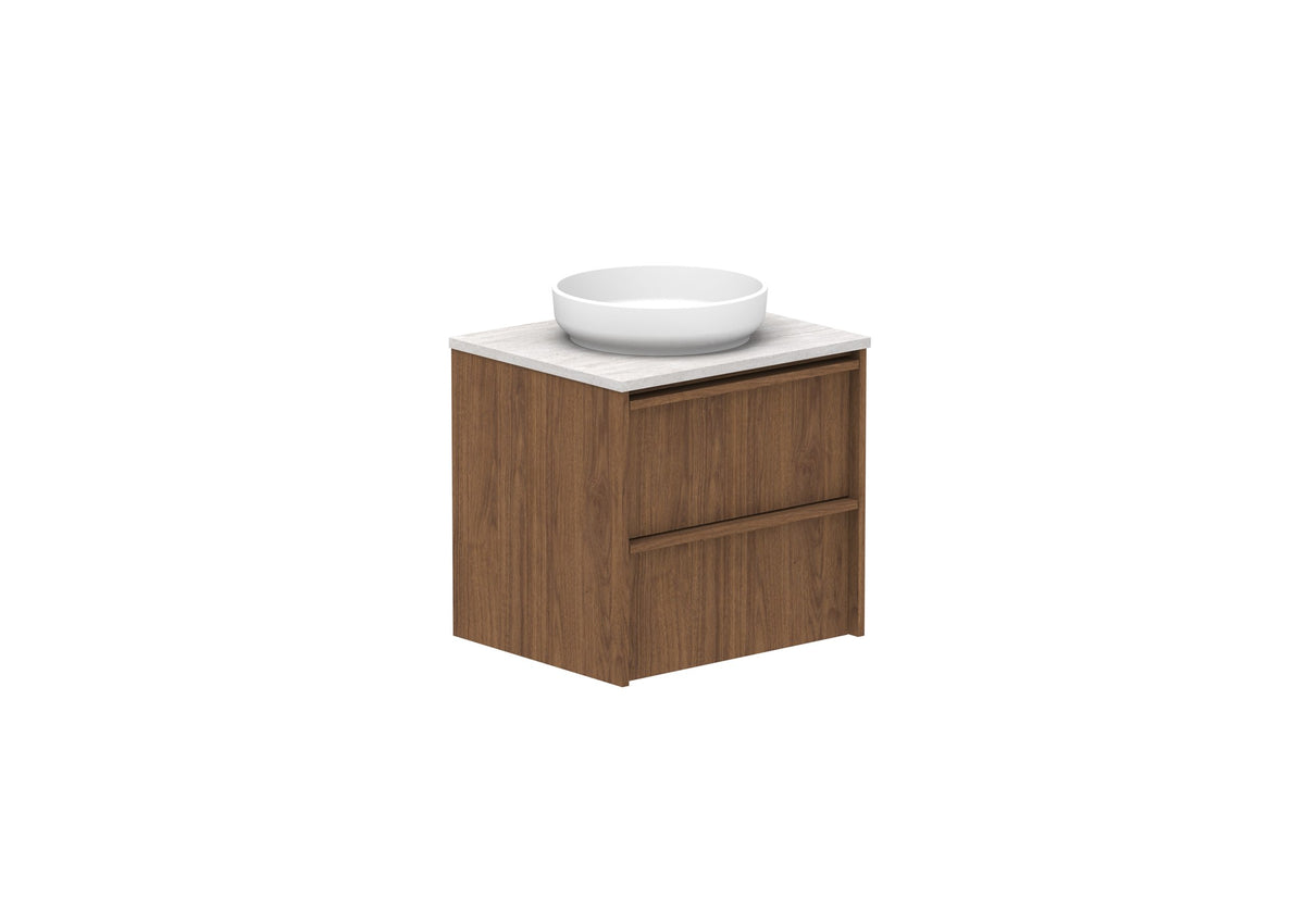 ADP Eli Full Depth Wall Hung Vanity 600mm centre bowl in Florentine Walnut