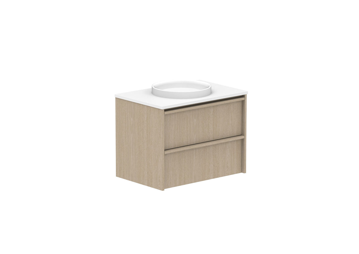 ADP Eli Full Depth Wall Hung Vanity 750mm centre bowl in Coastal Oak