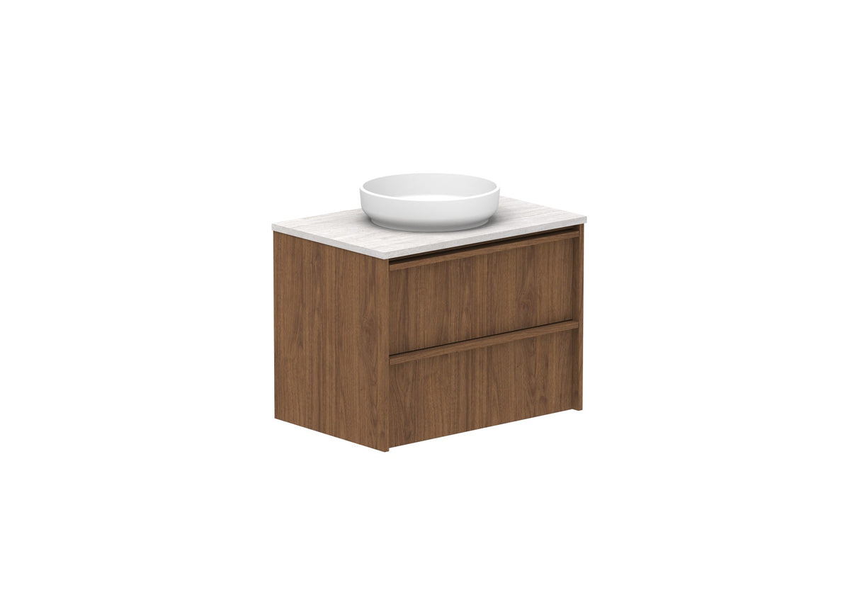 ADP Eli Full Depth Wall Hung Vanity 750mm centre bowl in Florentine Walnut