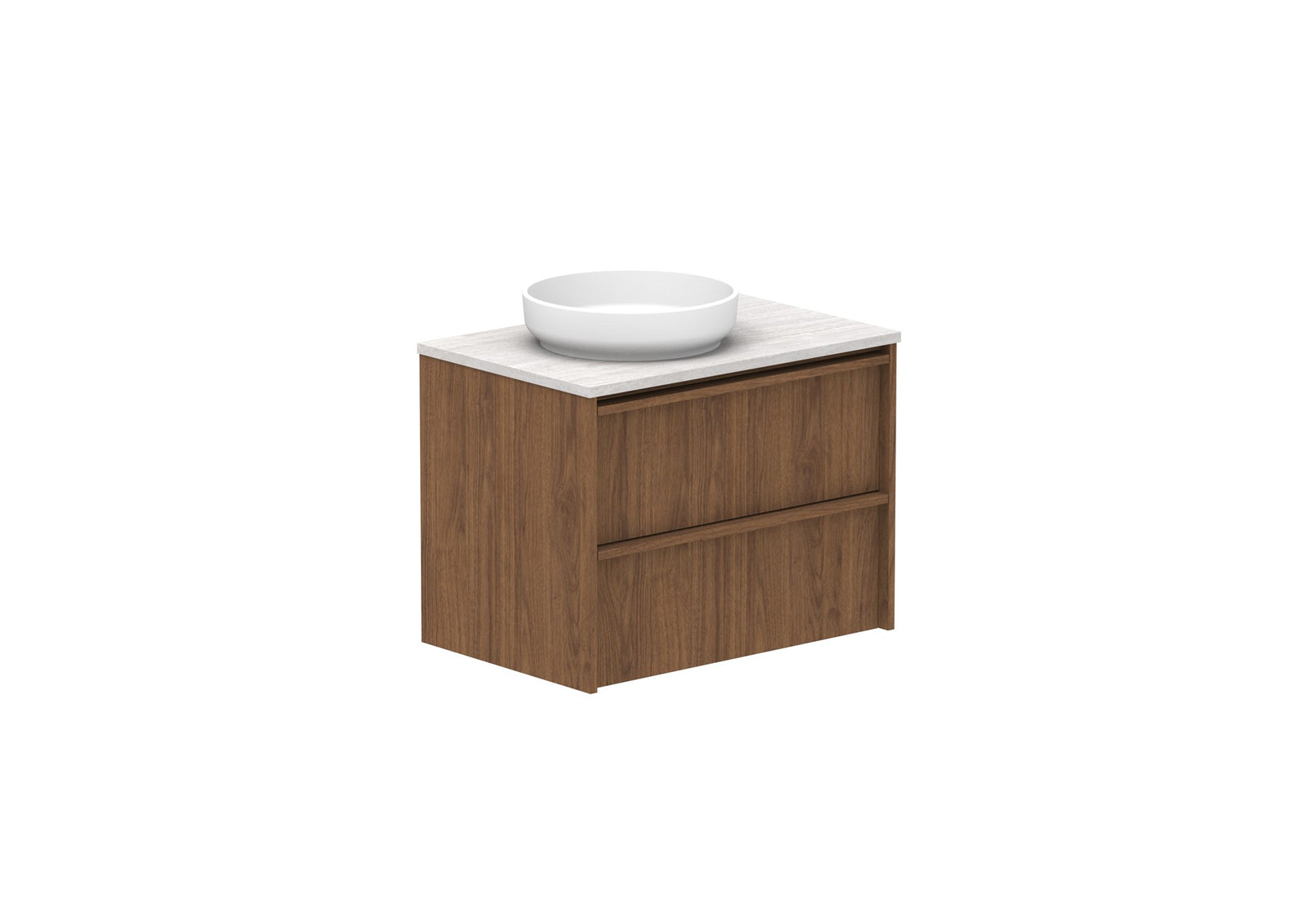 ADP Eli Full Depth Wall Hung Vanity 750mm left bowl in Florentine Walnut