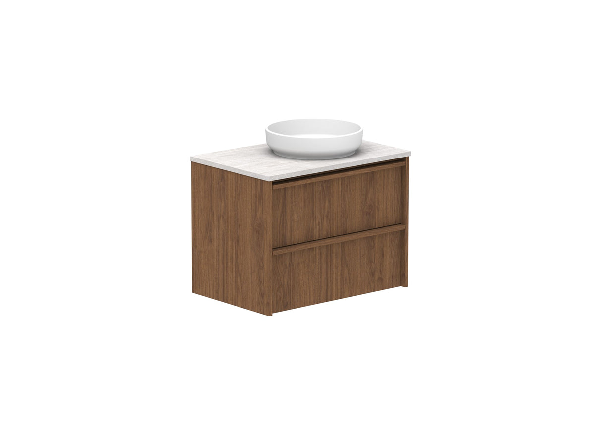 ADP Eli Full Depth Wall Hung Vanity 750mm right bowl in Florentine Walnut