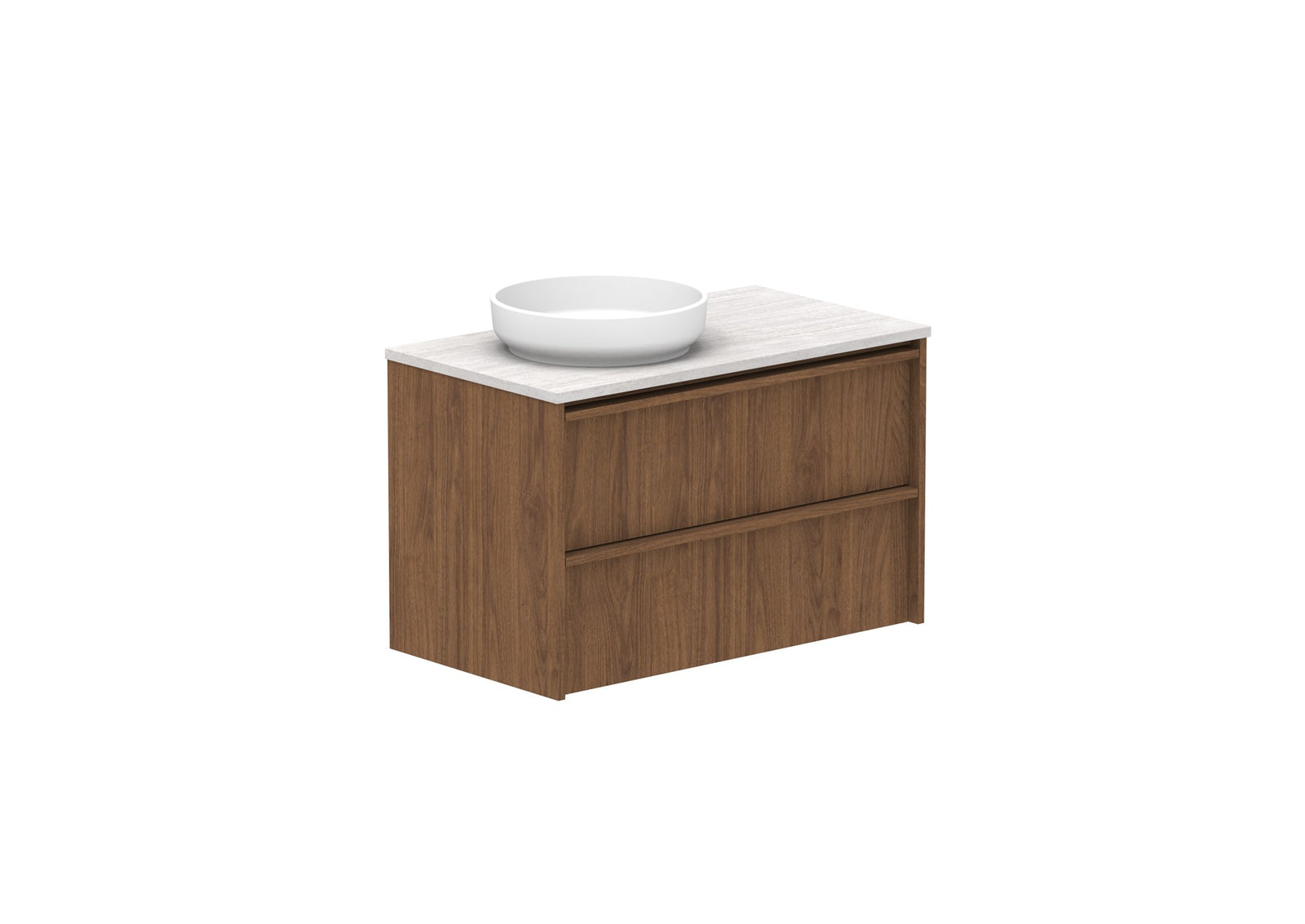 ADP Eli Full Depth Wall Hung Vanity 900mm left bowl in Florentine Walnut