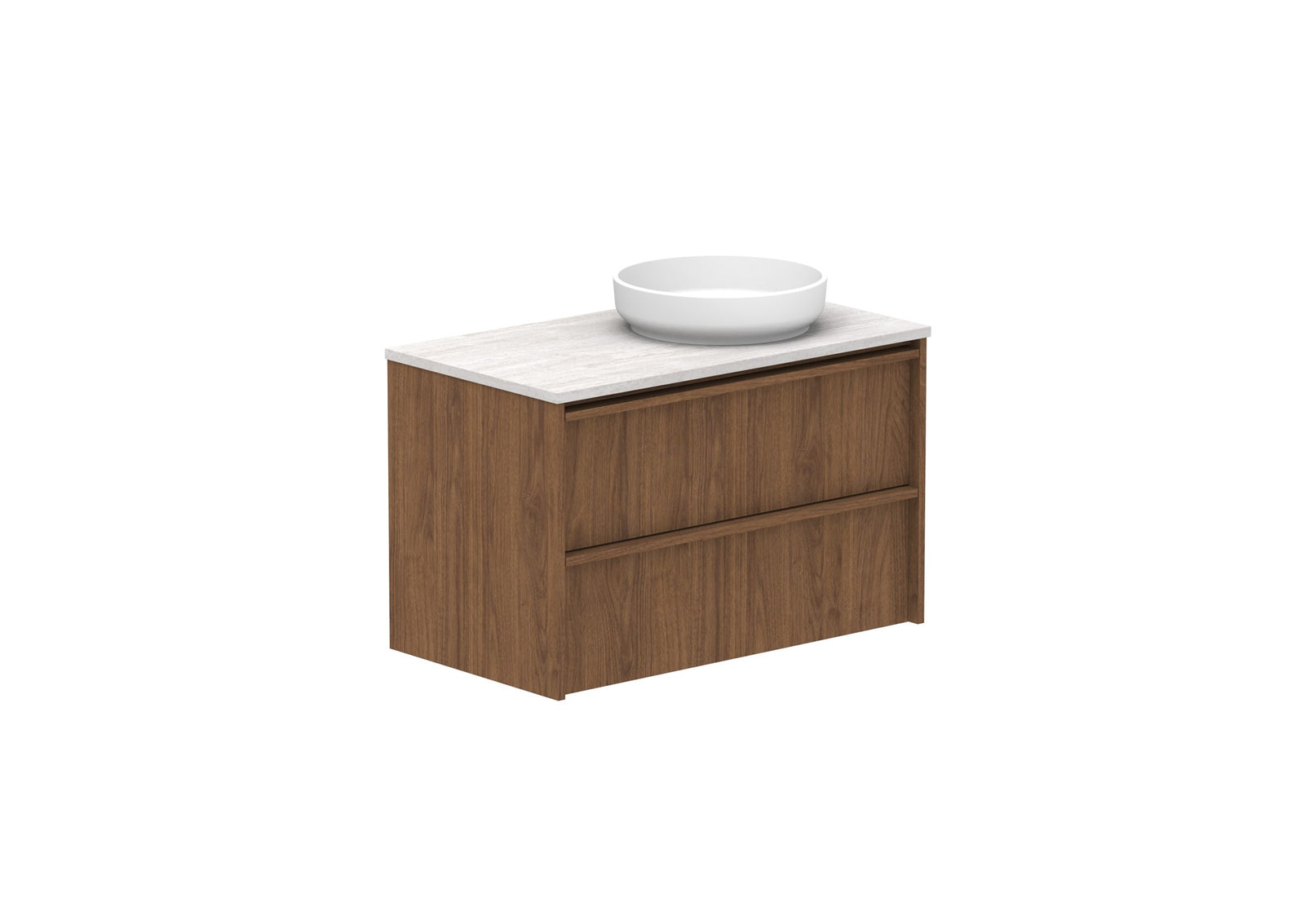ADP Eli Full Depth Wall Hung Vanity 900mm right bowl in Florentine Walnut