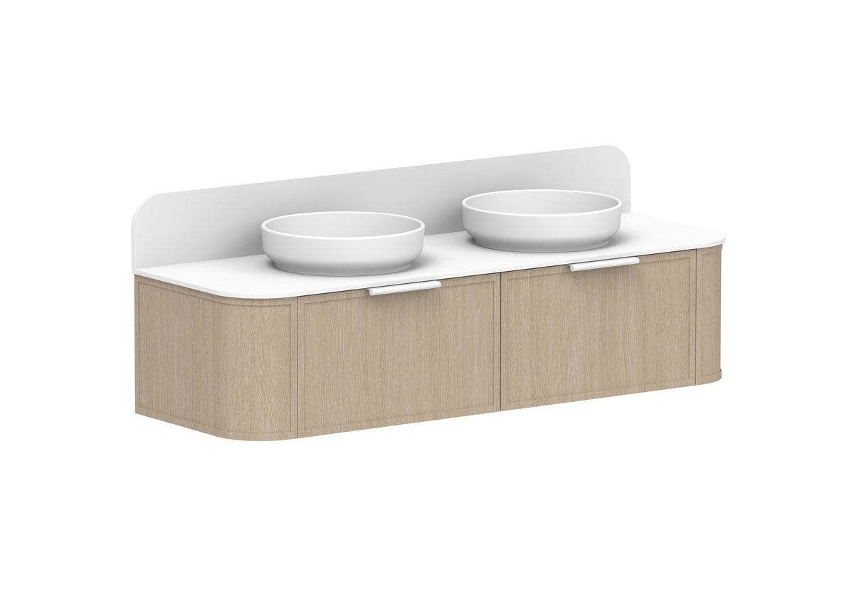 ADP Flo Wall Hung Vanity 1500mm double bowl in Coastal Oak
