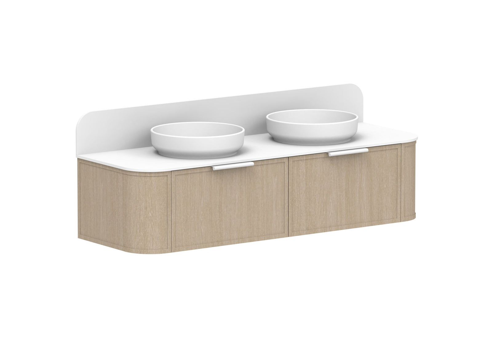 ADP Flo Wall Hung Vanity 1500mm double bowl in Coastal Oak