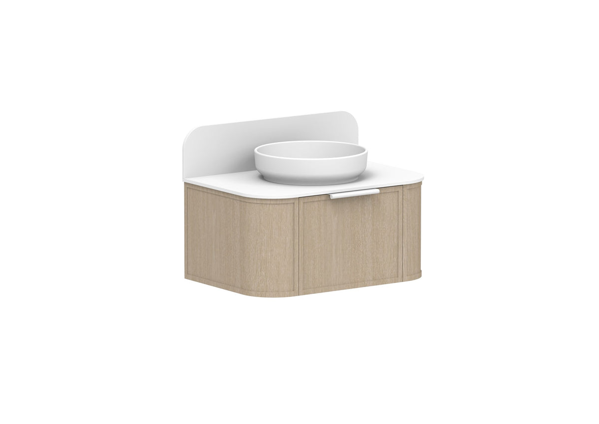 ADP Flo Wall Hung Vanity 750mm centre bowl in Coastal Oak
