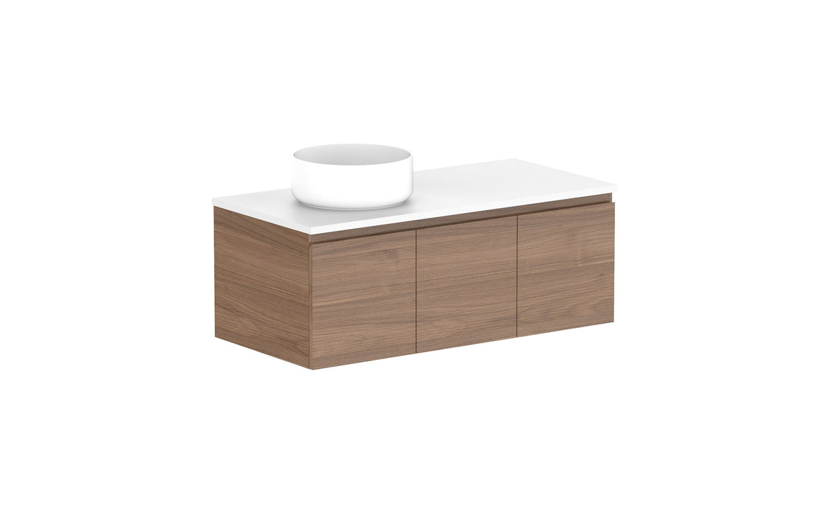 ADP Glacier Full Depth All-Door Slim Wall Hung Vanity 1050mm left offset bowl, benchtop