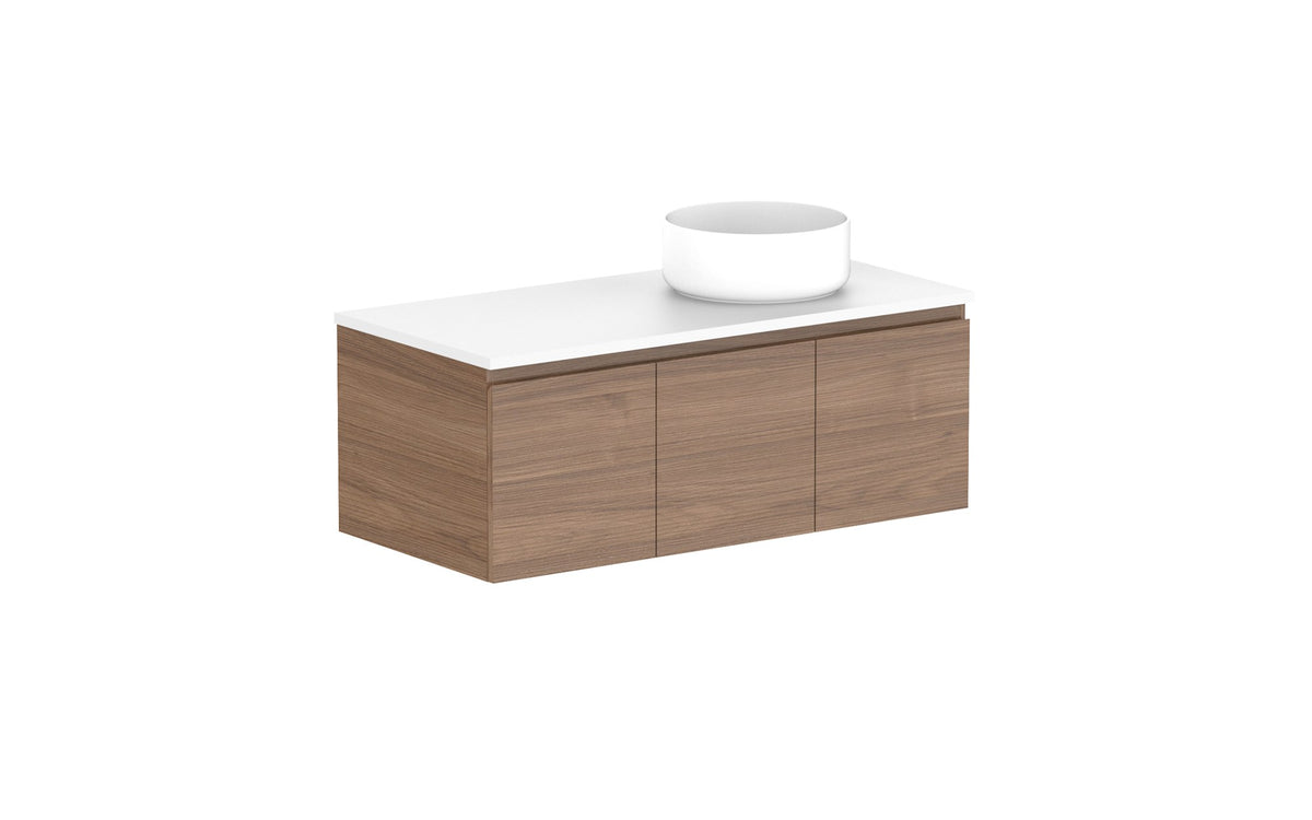 ADP Glacier Full Depth All-Door Slim Wall Hung Vanity 1050mm right offset bowl, benchtop