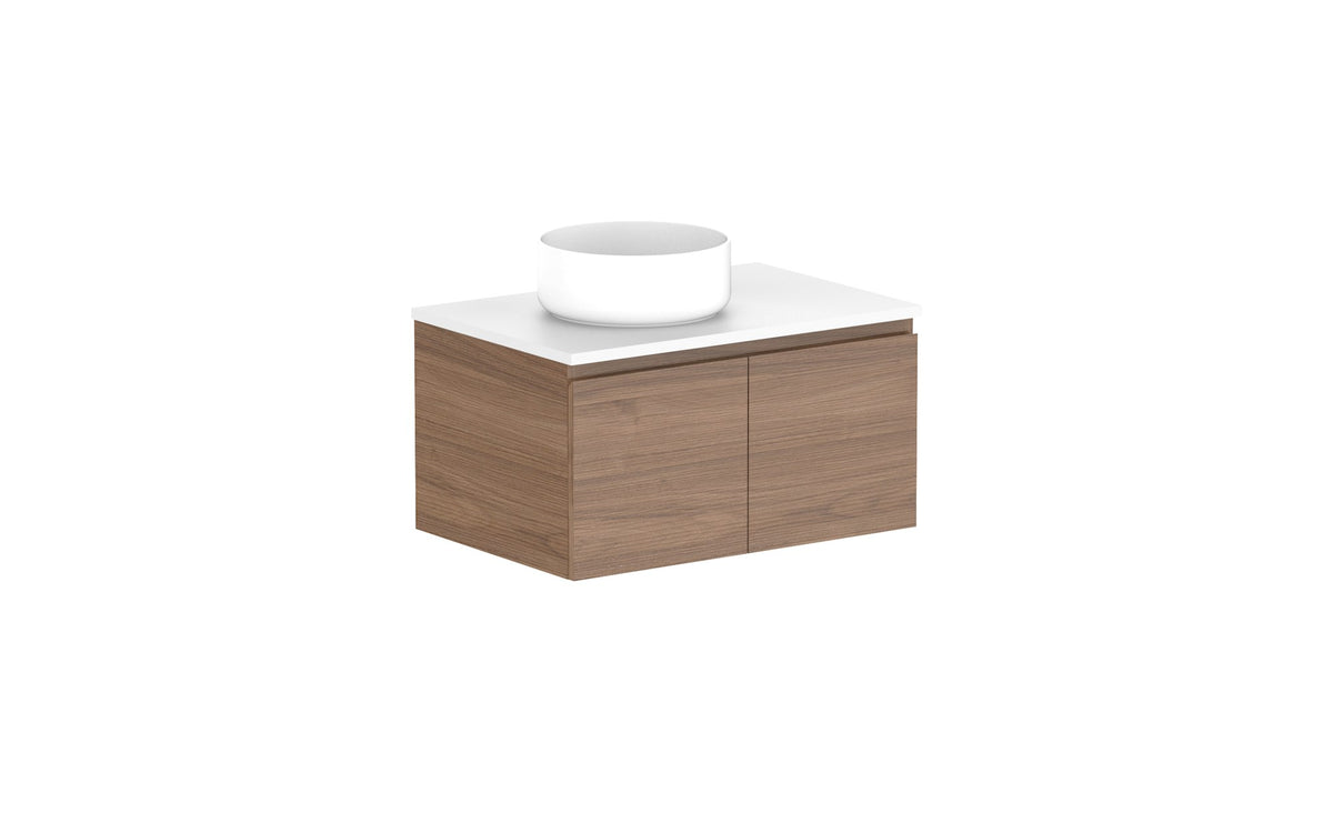 ADP Glacier Full Depth All-Door Slim Wall Hung Vanity 750mm left offset bowl, benchtop