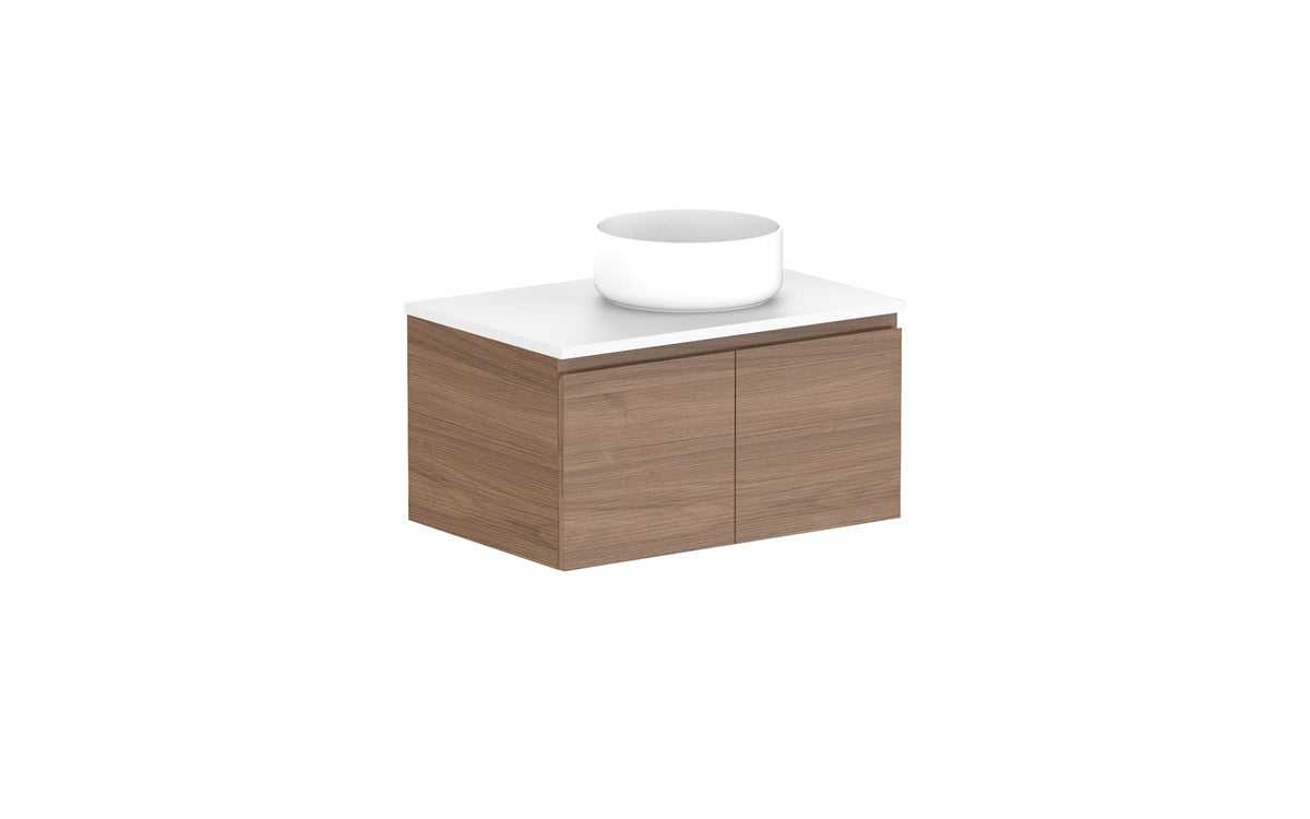 ADP Glacier Full Depth All-Door Slim Wall Hung Vanity 750mm right offset bowl, benchtop