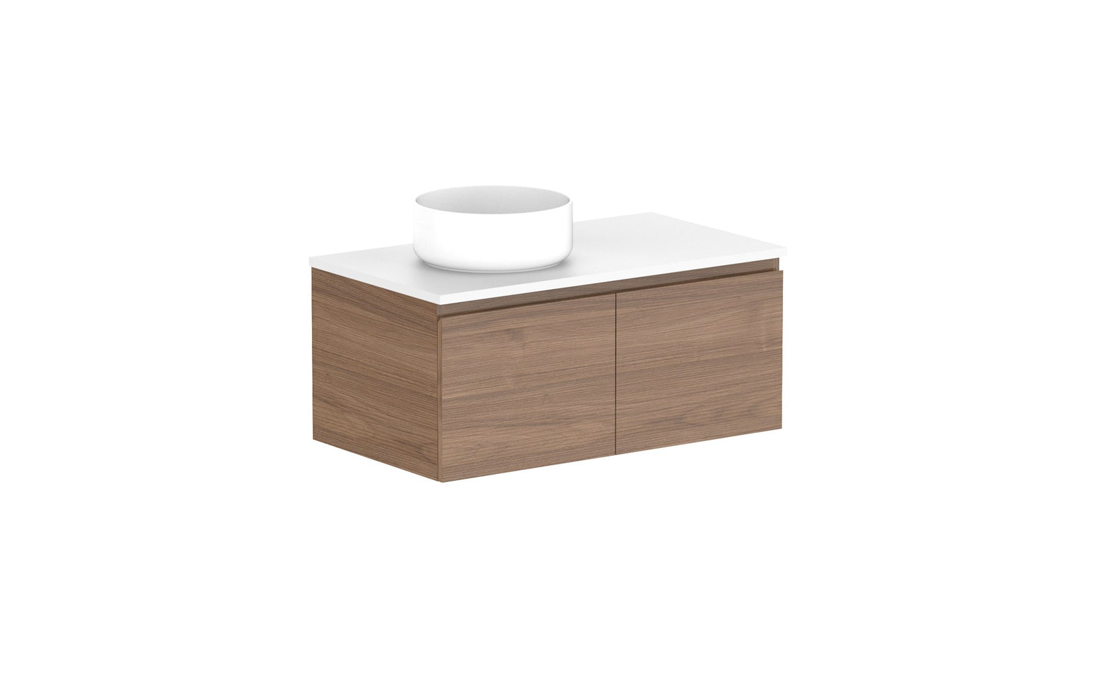 ADP Glacier Full Depth All-Door Slim Wall Hung Vanity 900mm left offset bowl, benchtop