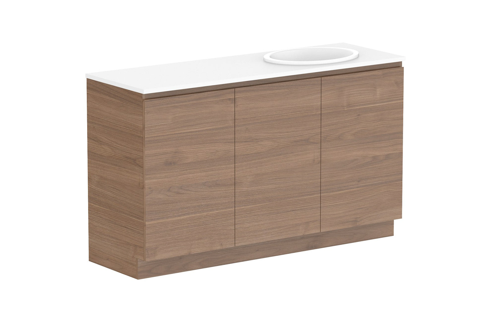 ADP Glacier Full Depth All-Door Trio Floor Mount Vanity 1500mm left offset bowl, benchtop