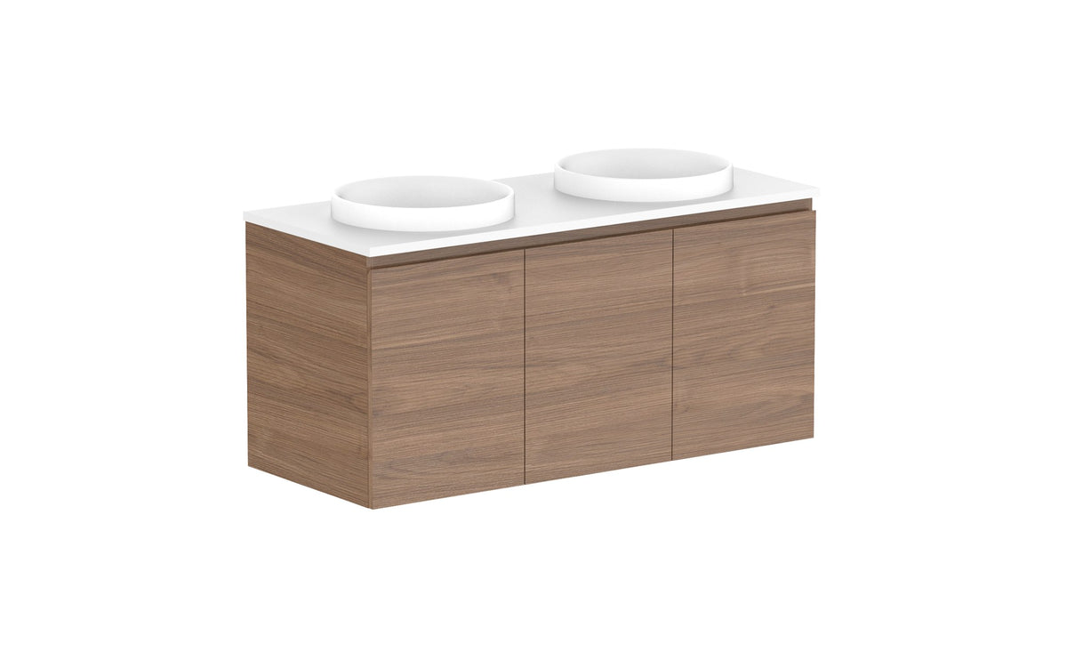 ADP Glacier Full Depth All-Door Twin Wall Hung Vanity 1200mm double bowl, benchtop