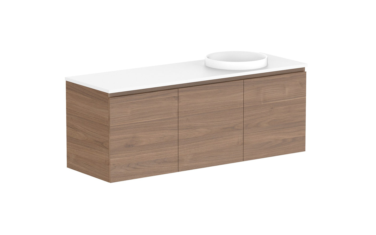 ADP Glacier Full Depth All-Door Twin Wall Hung Vanity 1500mm right offset bowl, benchtop