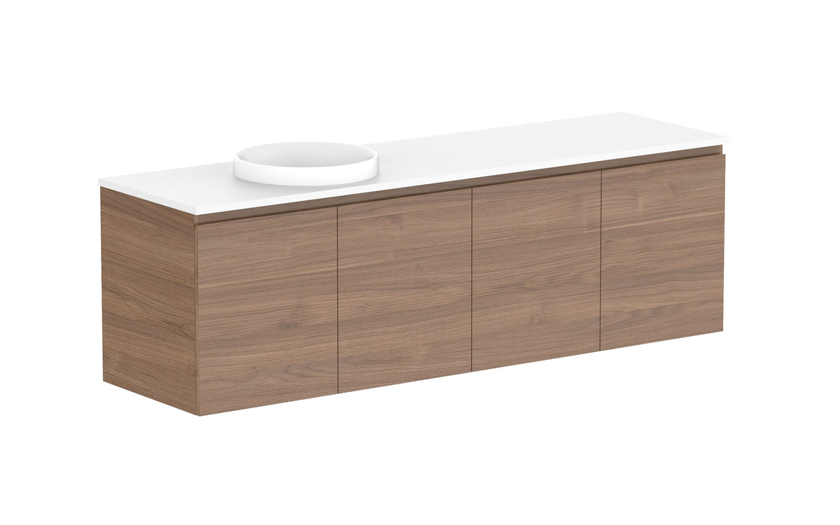 ADP Glacier Full Depth All-Door Twin Wall Hung Vanity 1800mm left offset bowl, benchtop