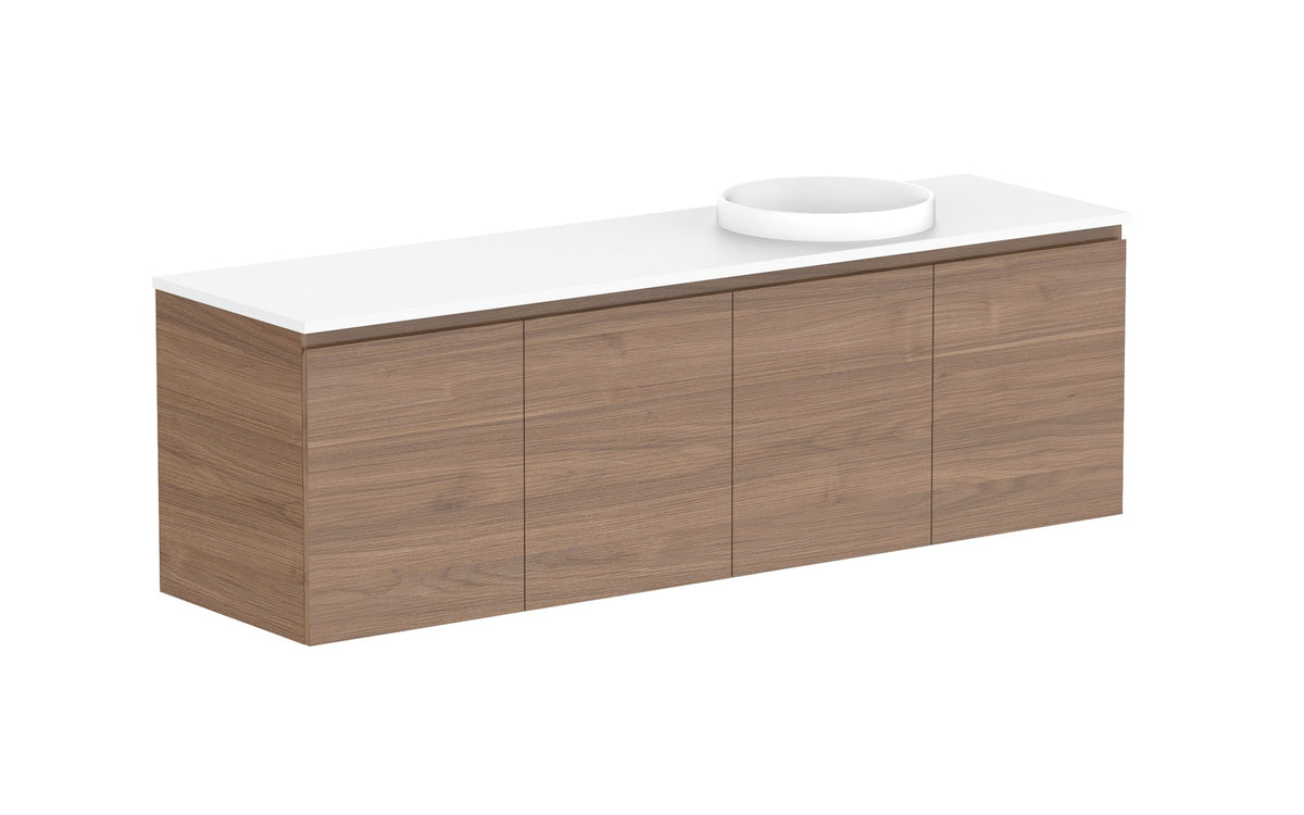 ADP Glacier Full Depth All-Door Twin Wall Hung Vanity 1800mm right offset bowl, benchtop
