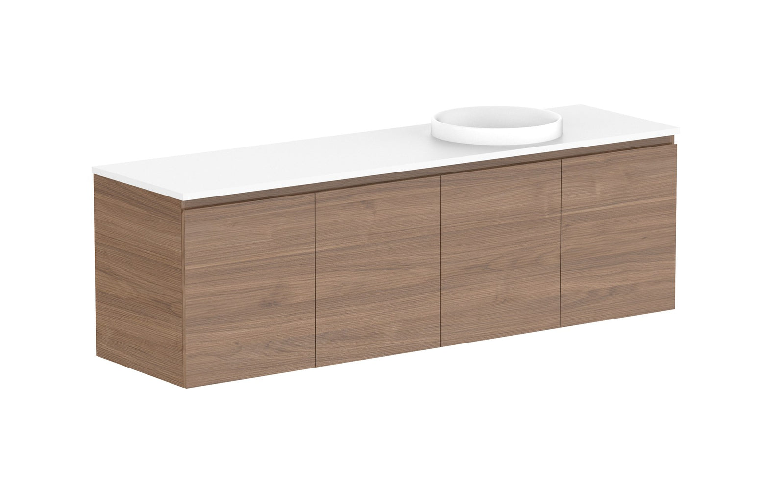 ADP Glacier Full Depth All-Door Twin Wall Hung Vanity 1800mm right offset bowl, benchtop