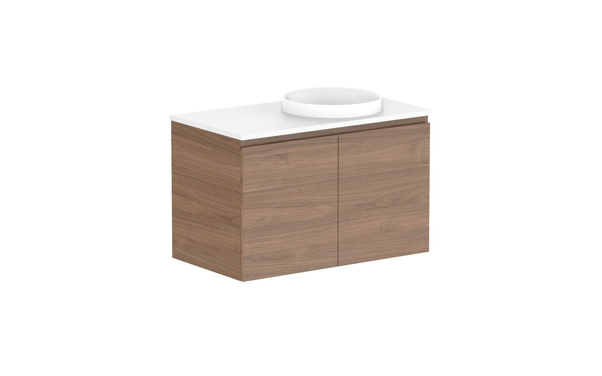 ADP Glacier Full Depth All-Door Twin Wall Hung Vanity 900mm right offset bowl, benchtop
