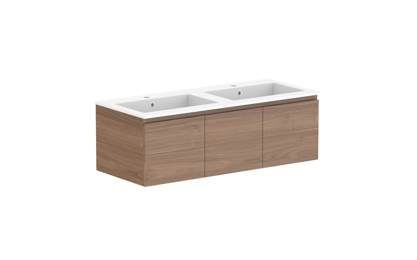 ADP Glacier Full Depth All-Door Slim Wall Hung Vanity 1200mm double bowl, cast marble top