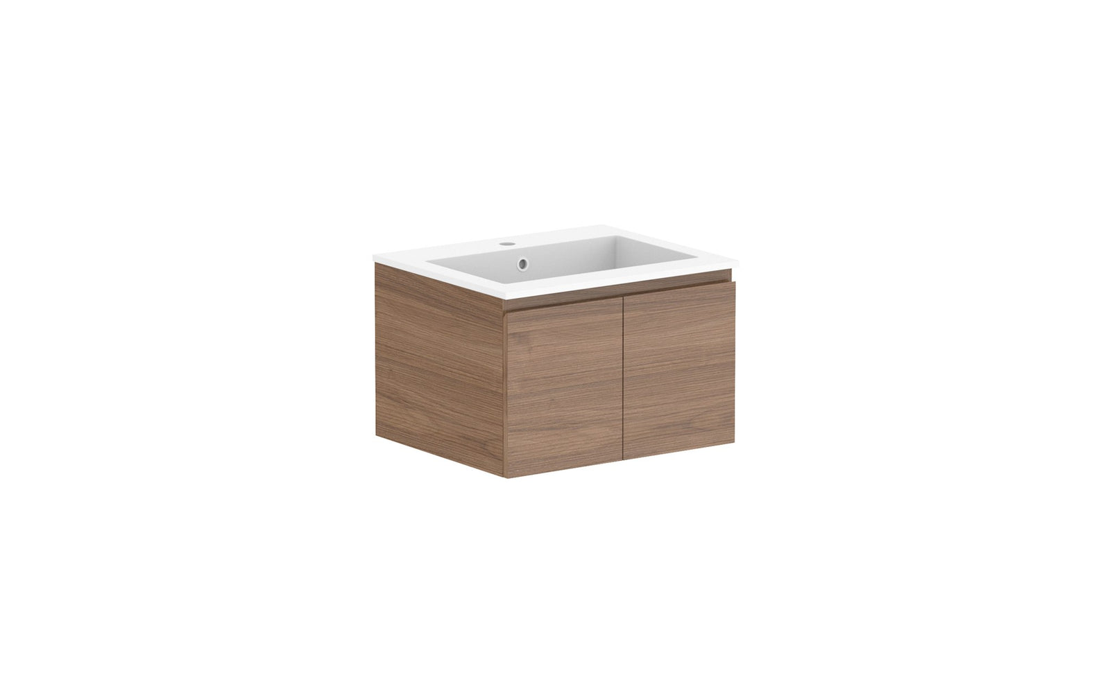 ADP Glacier Full Depth All-Door Slim Wall Hung Vanity 600mm centre bowl, cast marble top