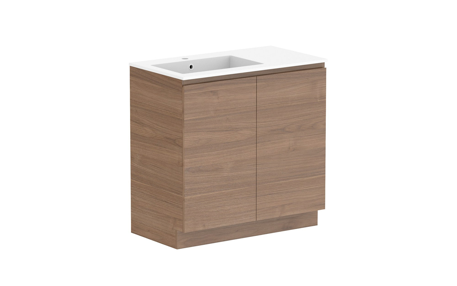 ADP Glacier Full Depth All-Door Trio Floor Mount Vanity 900mm left offset bowl, cast marble top