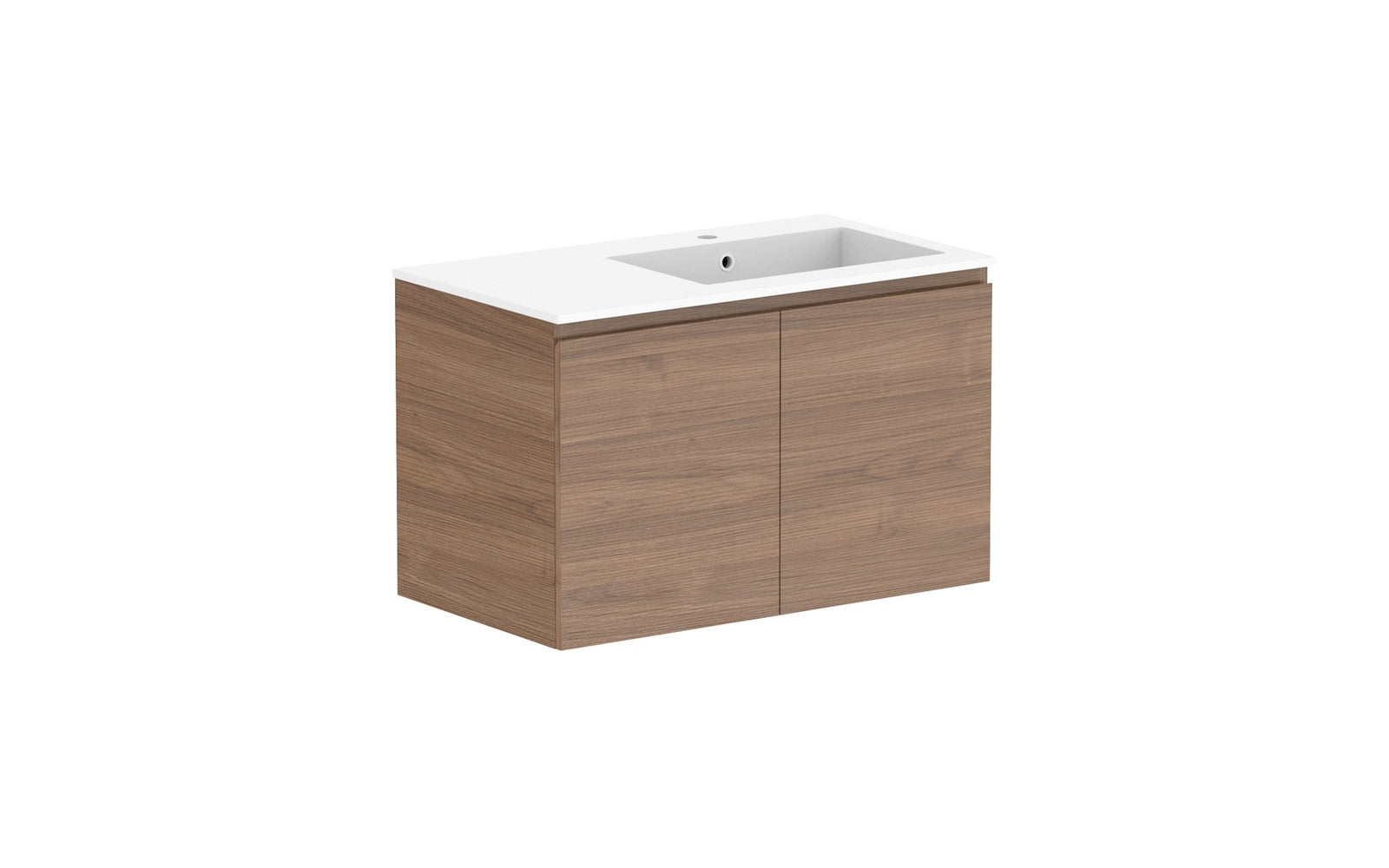 ADP Glacier Full Depth All-Door Twin Wall Hung Vanity 900mm right offset bowl, cast marble top