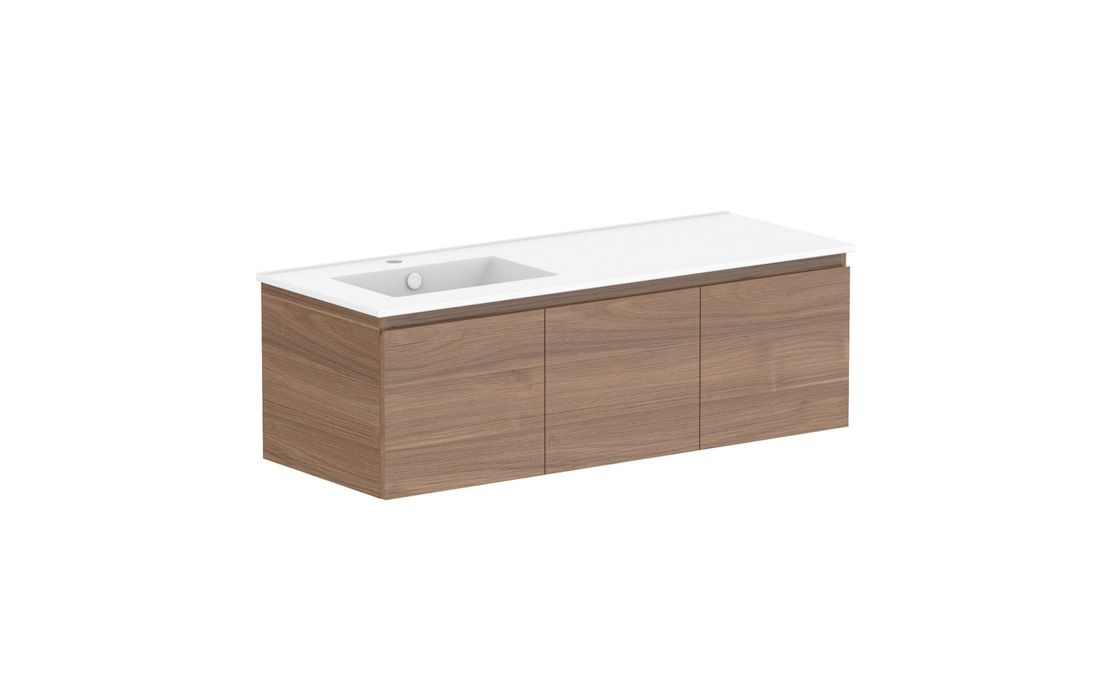 ADP Glacier Full Depth All-Door Slim Wall Hung Vanity 1200mm left offset bowl, ceramic top