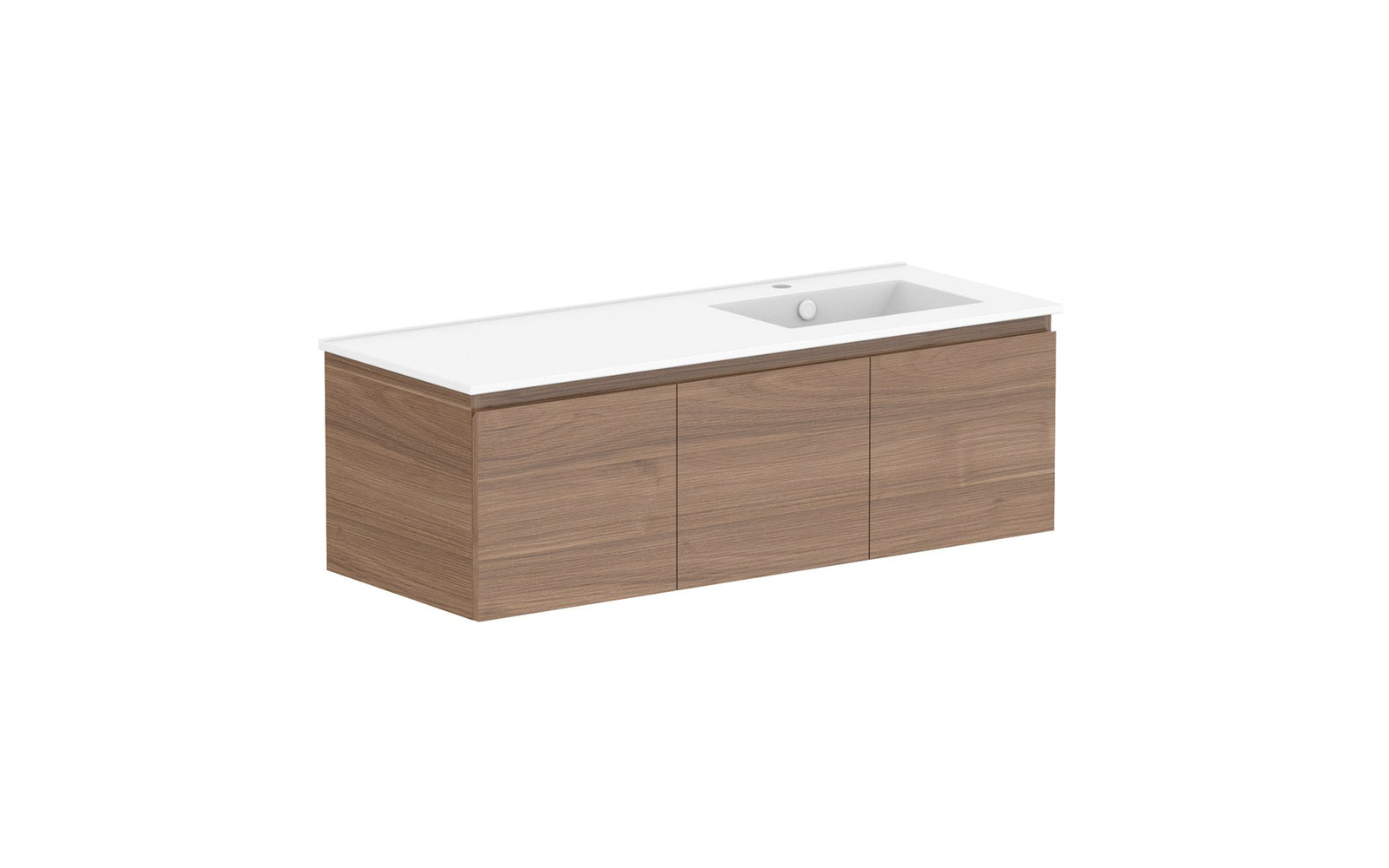 ADP Glacier Full Depth All-Door Slim Wall Hung Vanity 1200mm right offset bowl, ceramic top