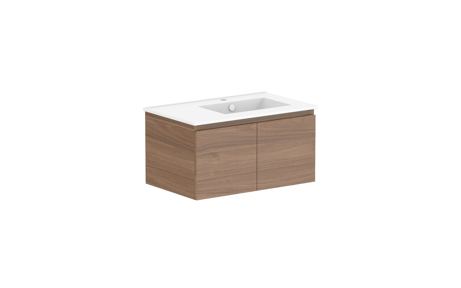 ADP Glacier Full Depth All-Door Slim Wall Hung Vanity 750mm right offset bowl, ceramic top