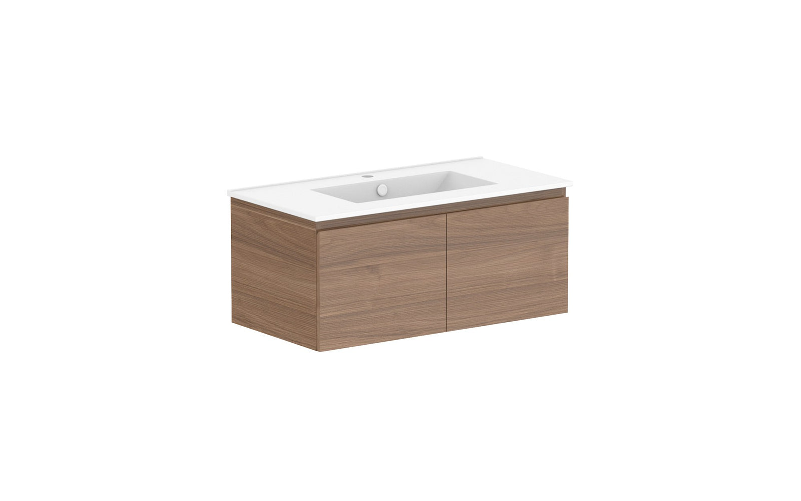 ADP Glacier Full Depth All-Door Slim Wall Hung Vanity 900mm centre bowl, ceramic top