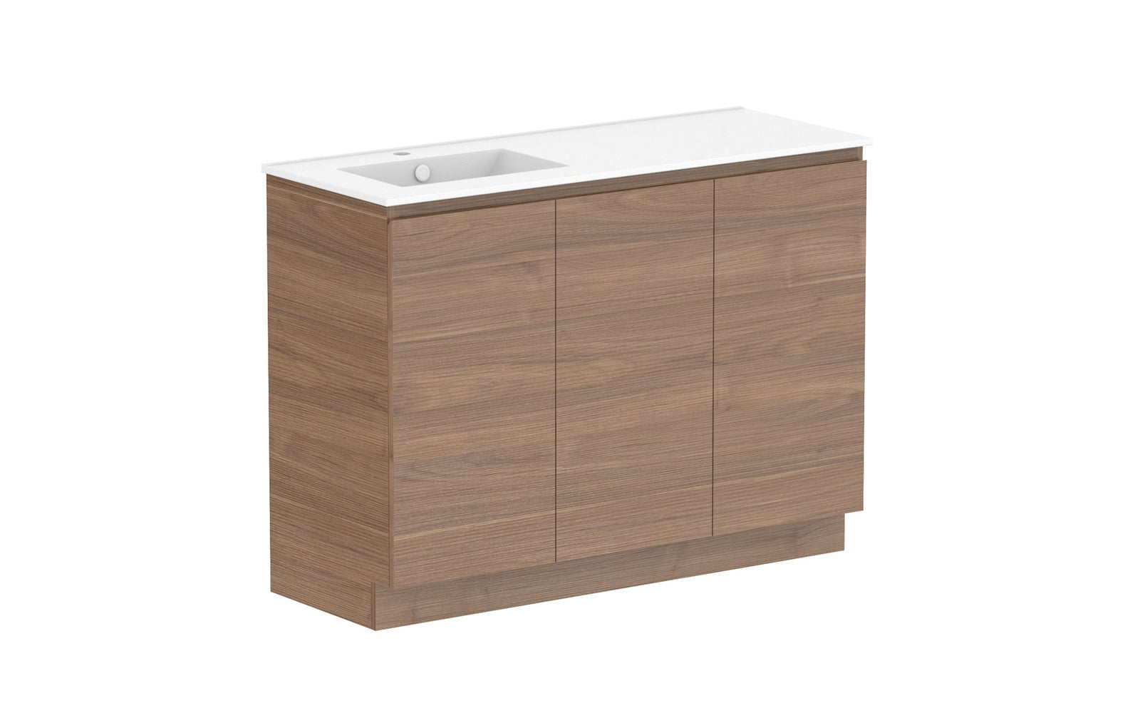 ADP Glacier Full Depth All-Door Trio Floor Mount Vanity 1200mm left offset bowl, ceramic top