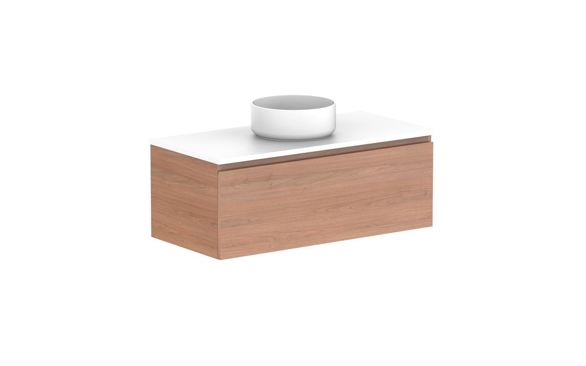 ADP Glacier Full Depth All-Drawer Slim Wall Hung Vanity 1050mm centre bowl, benchtop