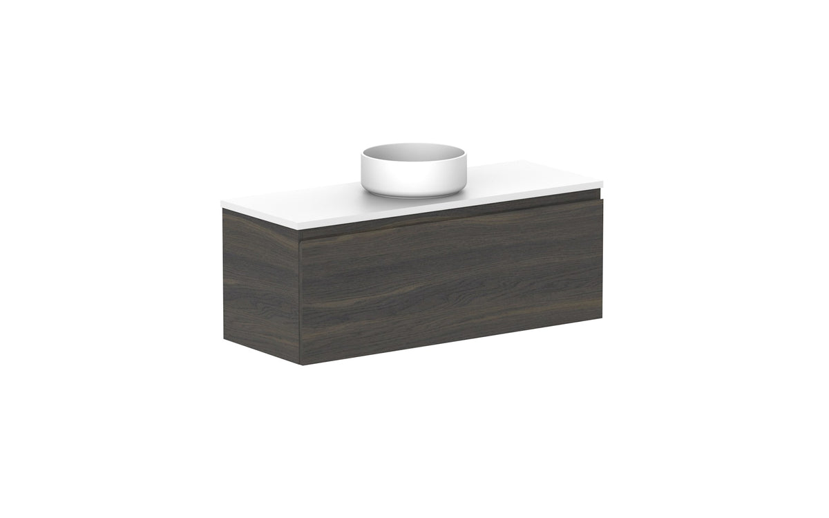 ADP Glacier Ensuite All-Drawer Slim Wall Hung Vanity 1050mm centre bowl, benchtop