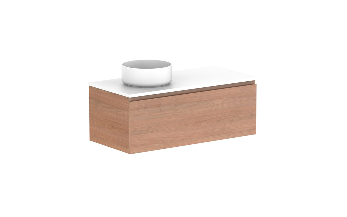 ADP Glacier Full Depth All-Drawer Slim Wall Hung Vanity 1050mm left offset bowl, benchtop