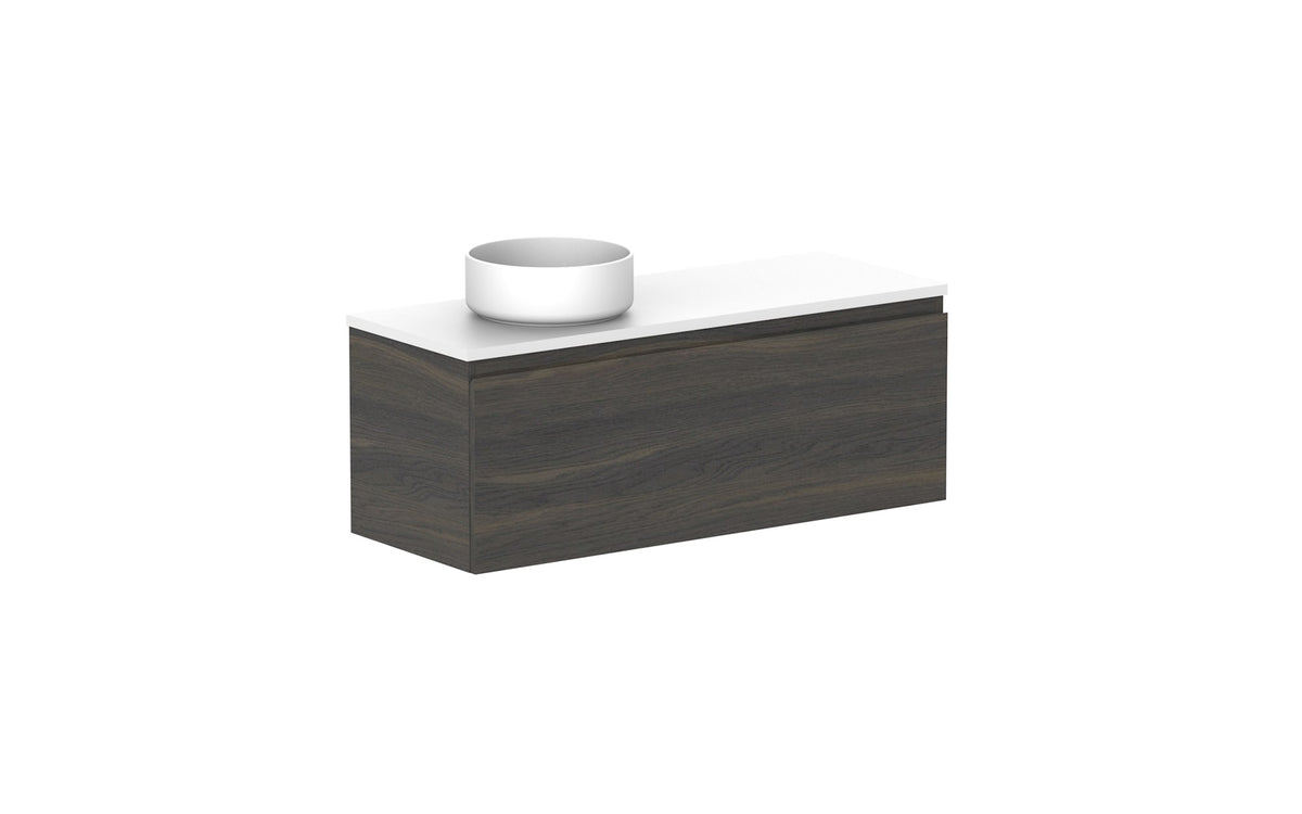 ADP Glacier Ensuite All-Drawer Slim Wall Hung Vanity 1050mm left offset bowl, benchtop