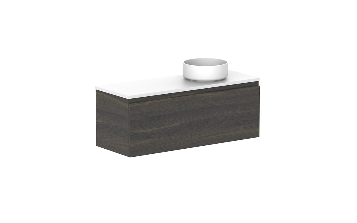 ADP Glacier Ensuite All-Drawer Slim Wall Hung Vanity 1050mm right offset bowl, benchtop