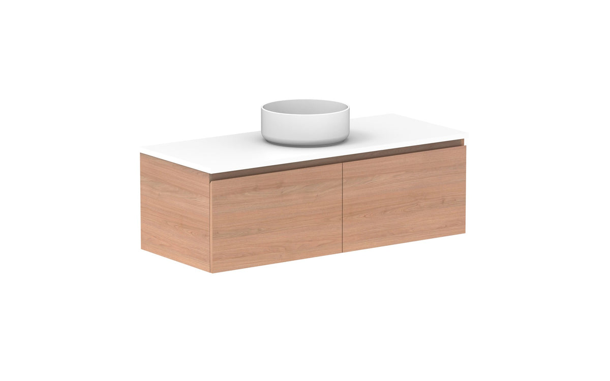 ADP Glacier Full Depth All-Drawer Slim Wall Hung Vanity 1200mm centre bowl, benchtop
