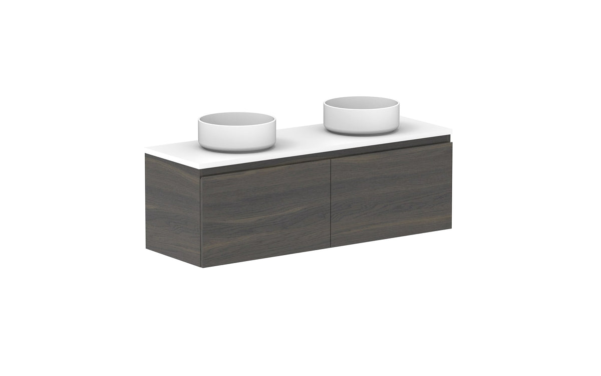 ADP Glacier Ensuite All-Drawer Slim Wall Hung Vanity 1200mm double bowl, benchtop
