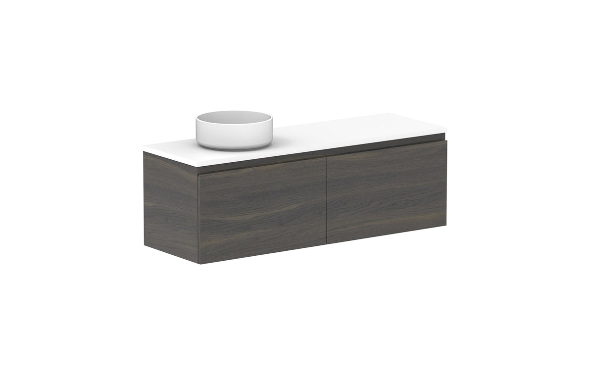 ADP Glacier Ensuite All-Drawer Slim Wall Hung Vanity 1200mm left offset bowl, benchtop