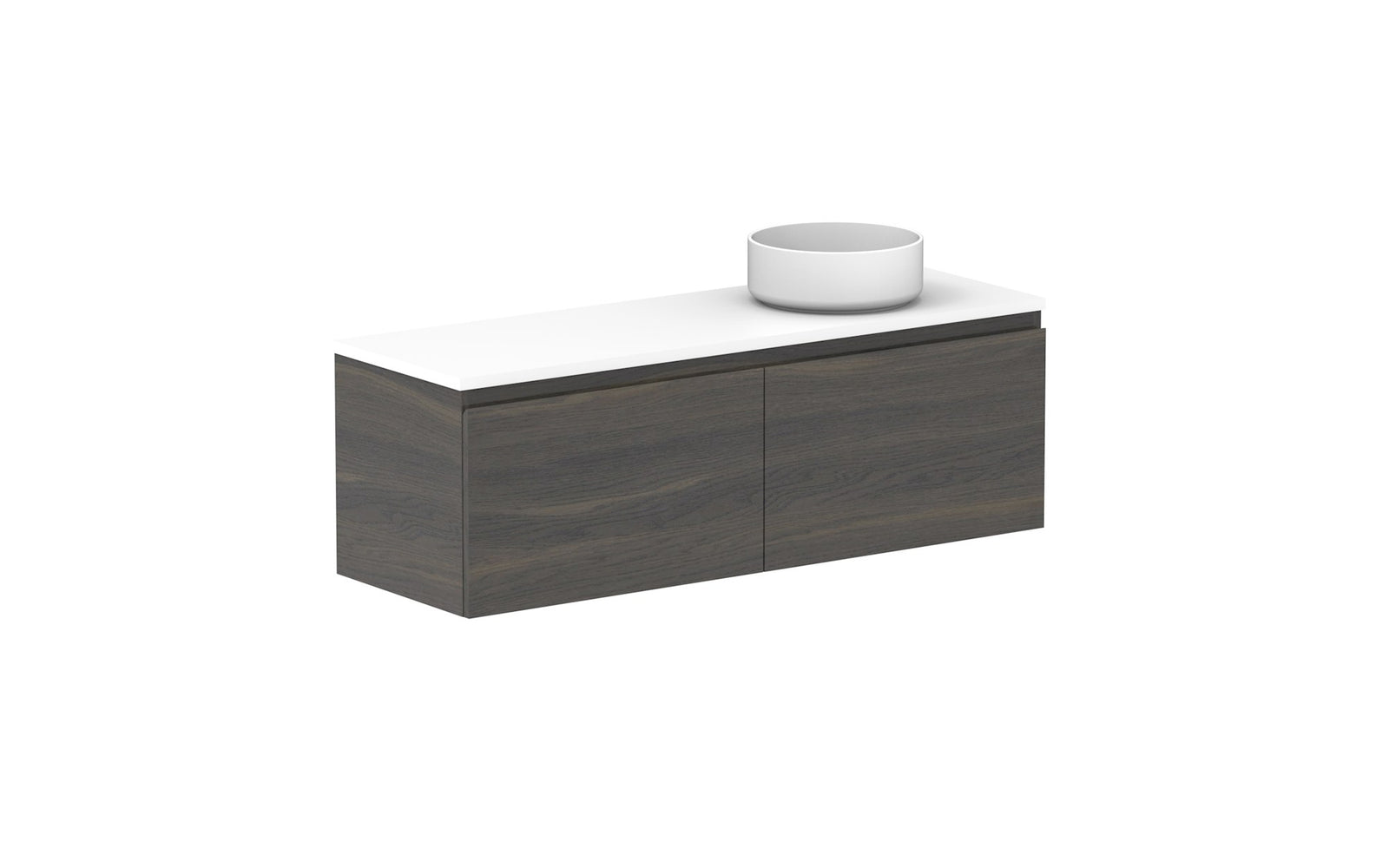 ADP Glacier Ensuite All-Drawer Slim Wall Hung Vanity 1200mm right offset bowl, benchtop