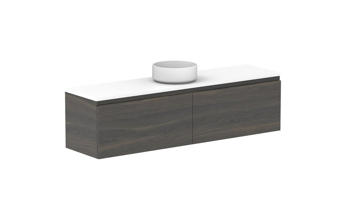 ADP Glacier Ensuite All-Drawer Slim Wall Hung Vanity 1500mm centre bowl, benchtop