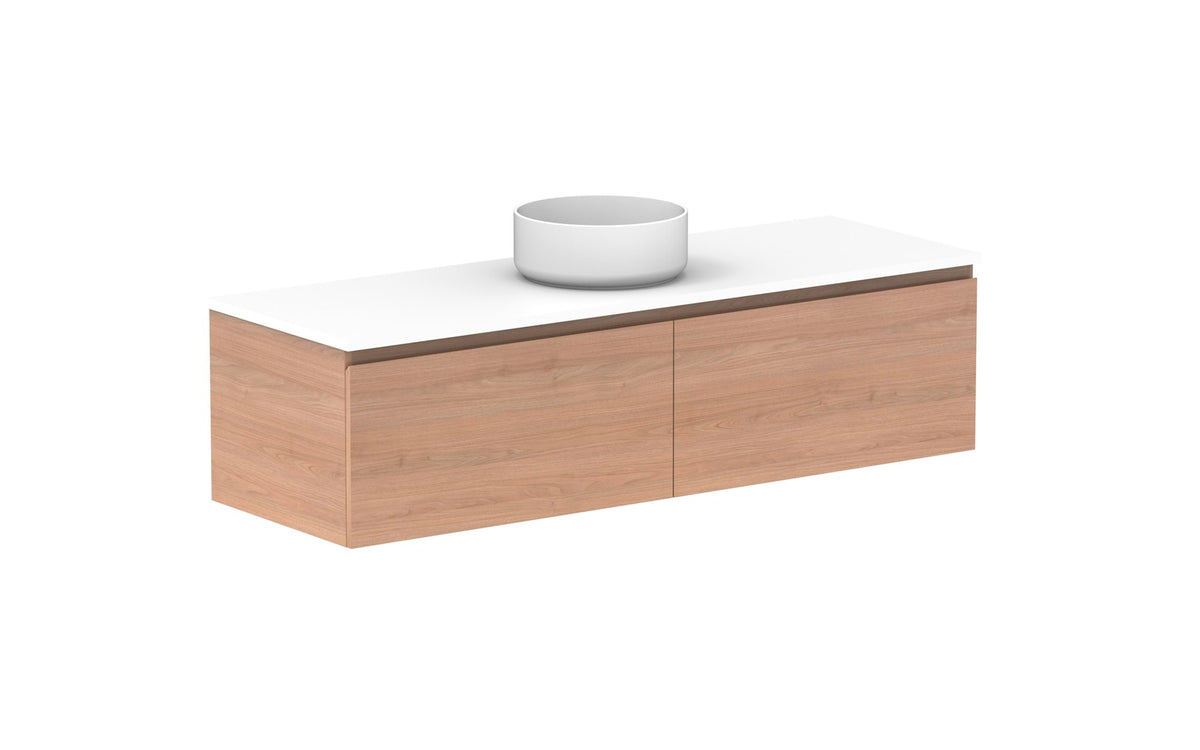 ADP Glacier Full Depth All-Drawer Slim Wall Hung Vanity 1500mm centre bowl, benchtop