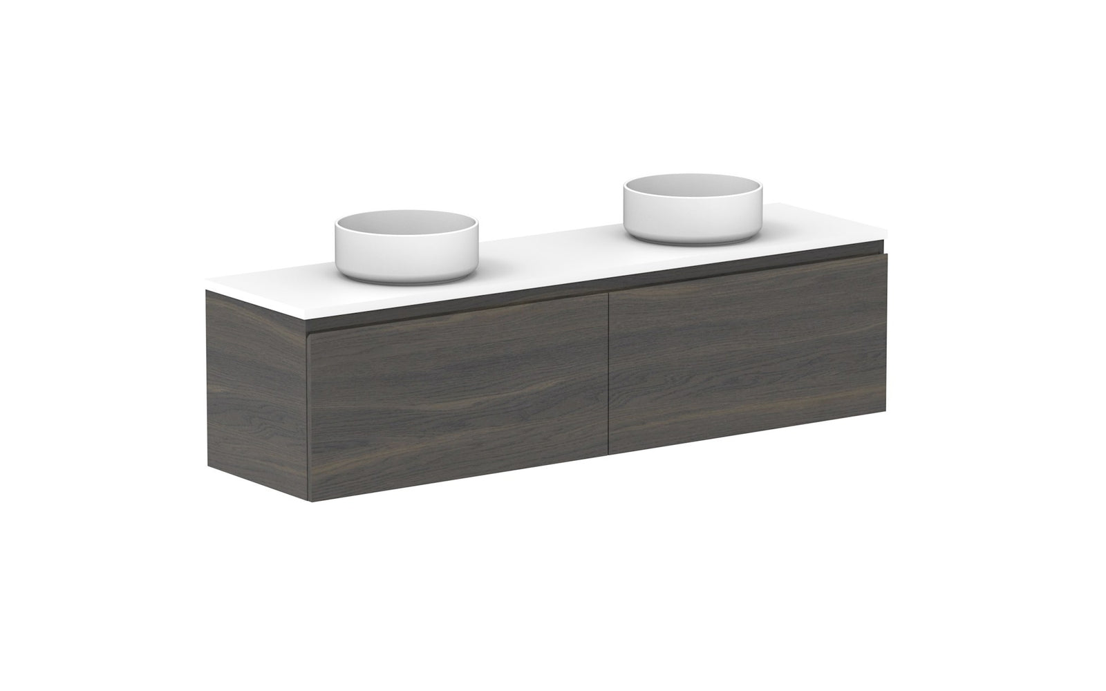 ADP Glacier Ensuite All-Drawer Slim Wall Hung Vanity 1500mm double bowl, benchtop