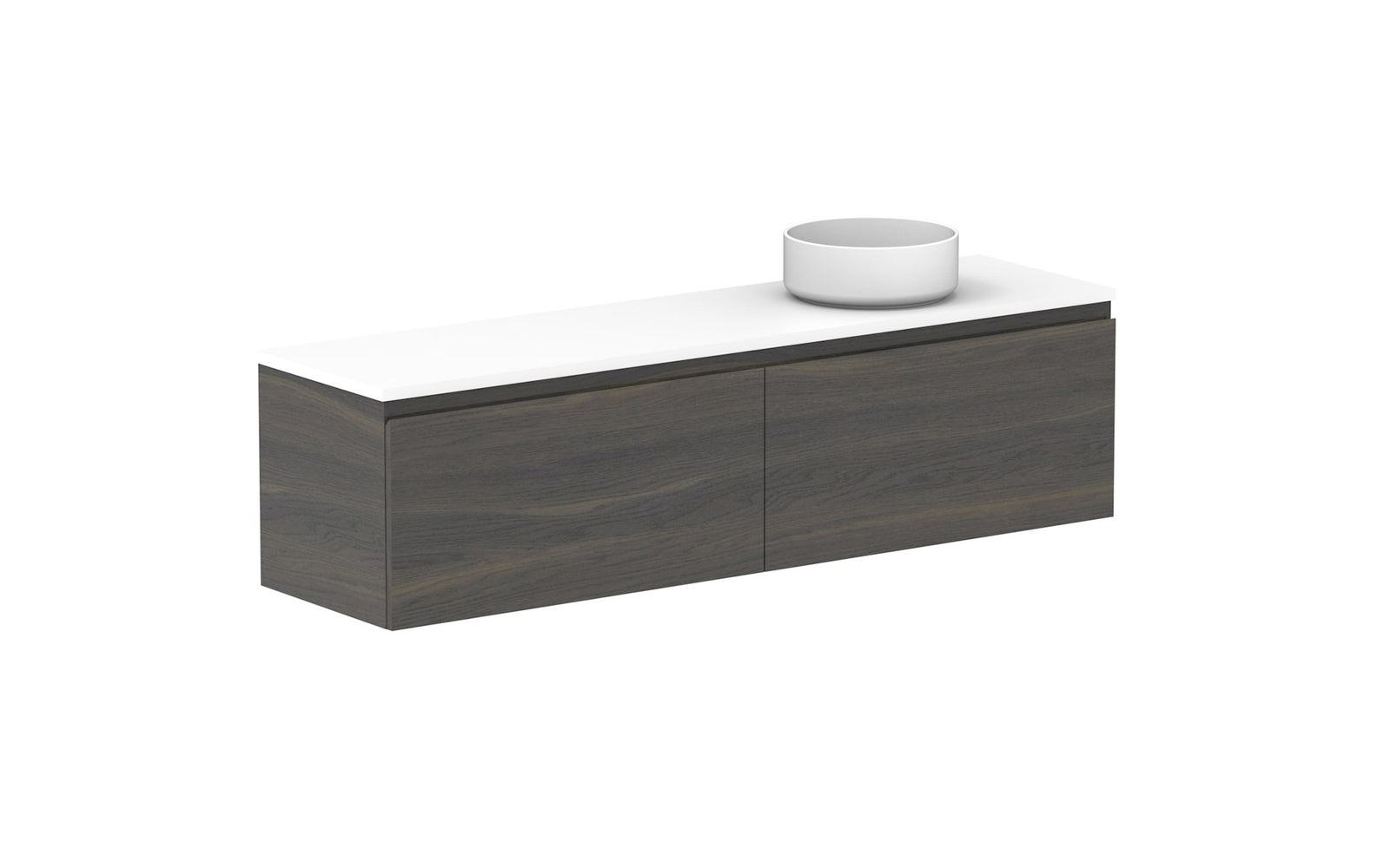 ADP Glacier Ensuite All-Drawer Slim Wall Hung Vanity 1500mm right offset bowl, benchtop