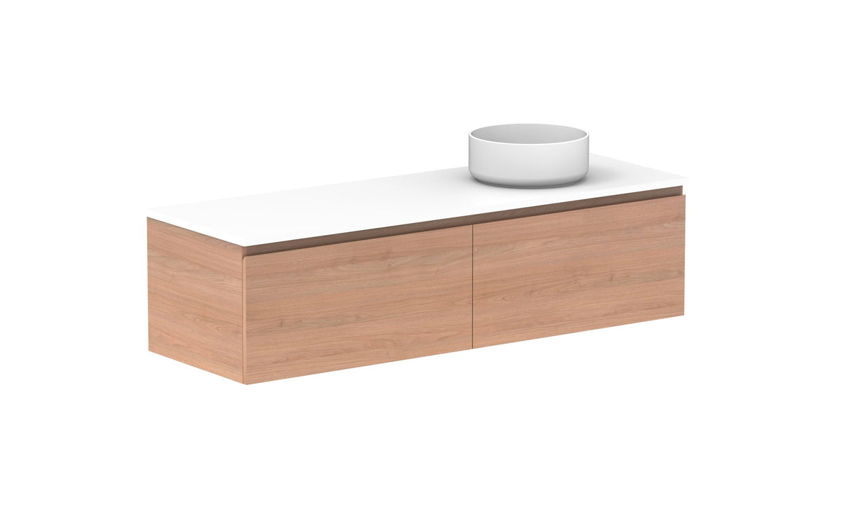 ADP Glacier Full Depth All-Drawer Slim Wall Hung Vanity 1500mm right offset bowl, benchtop