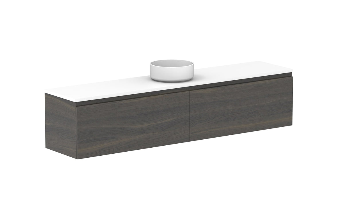 ADP Glacier Ensuite All-Drawer Slim Wall Hung Vanity 1800mm centre bowl, benchtop