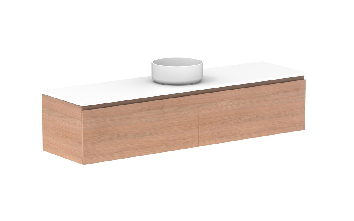 ADP Glacier Full Depth All-Drawer Slim Wall Hung Vanity 1800mm centre bowl, benchtop