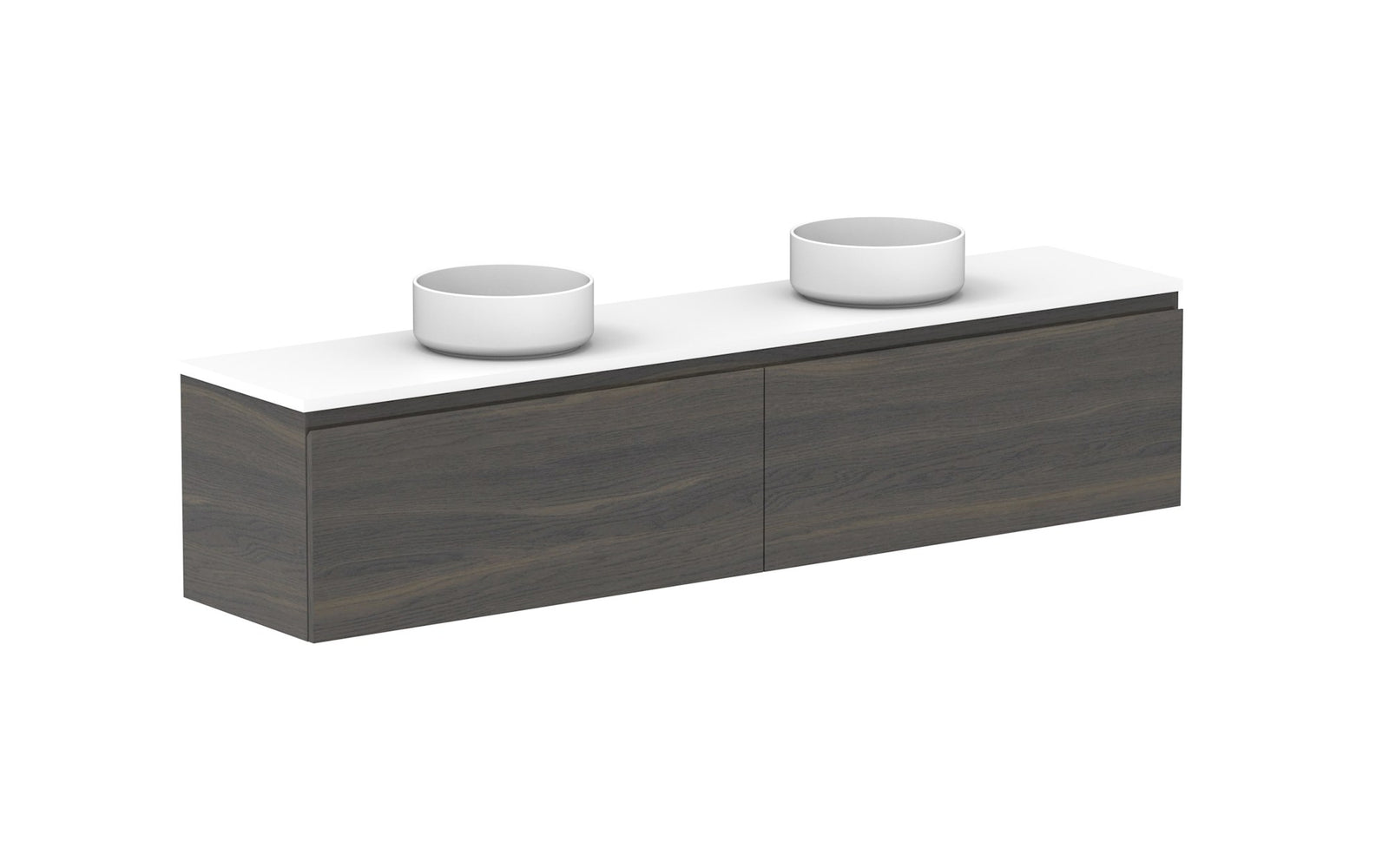 ADP Glacier Ensuite All-Drawer Slim Wall Hung Vanity 1800mm double bowl, benchtop