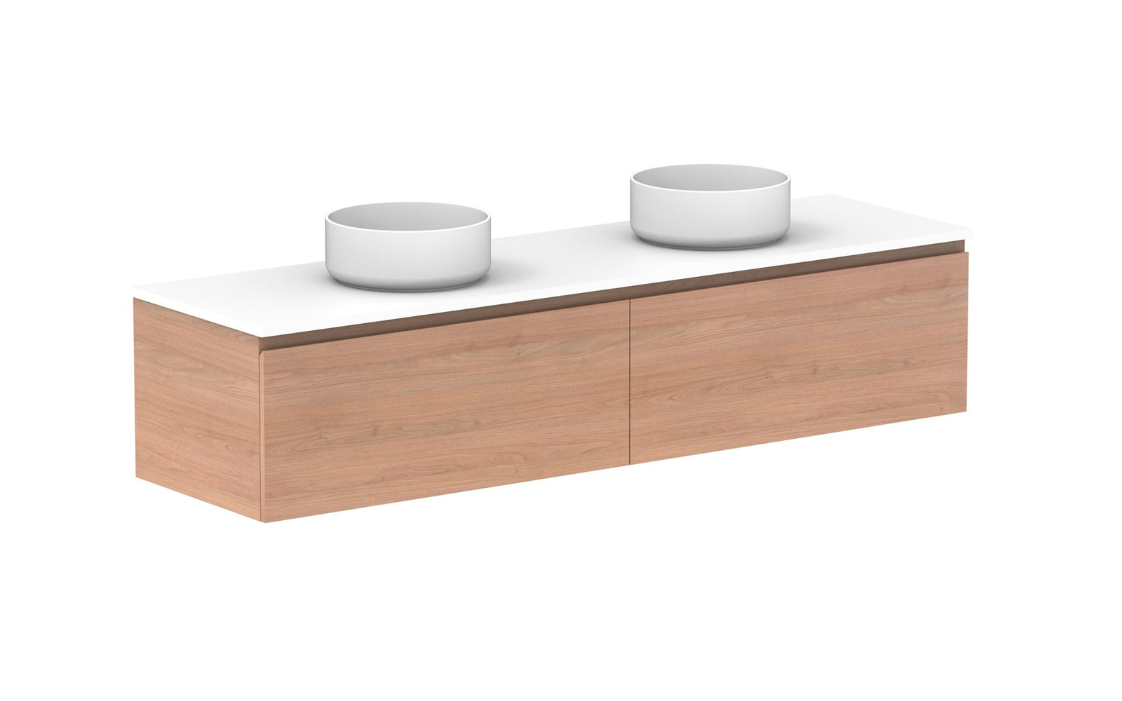 ADP Glacier Full Depth All-Drawer Slim Wall Hung Vanity 1800mm double bowl, benchtop